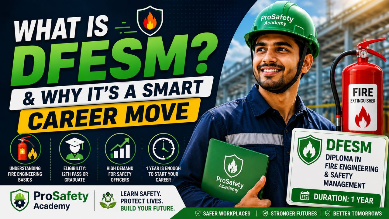 A fire safety professional in protective gear conducting a workplace safety inspection at an industrial site in India